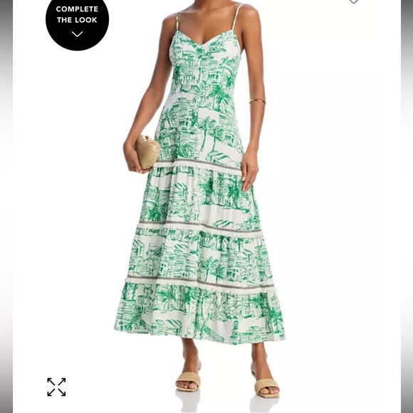 Aqua Green and White Spaghetti Strap Sundress - Picture 1 of 10